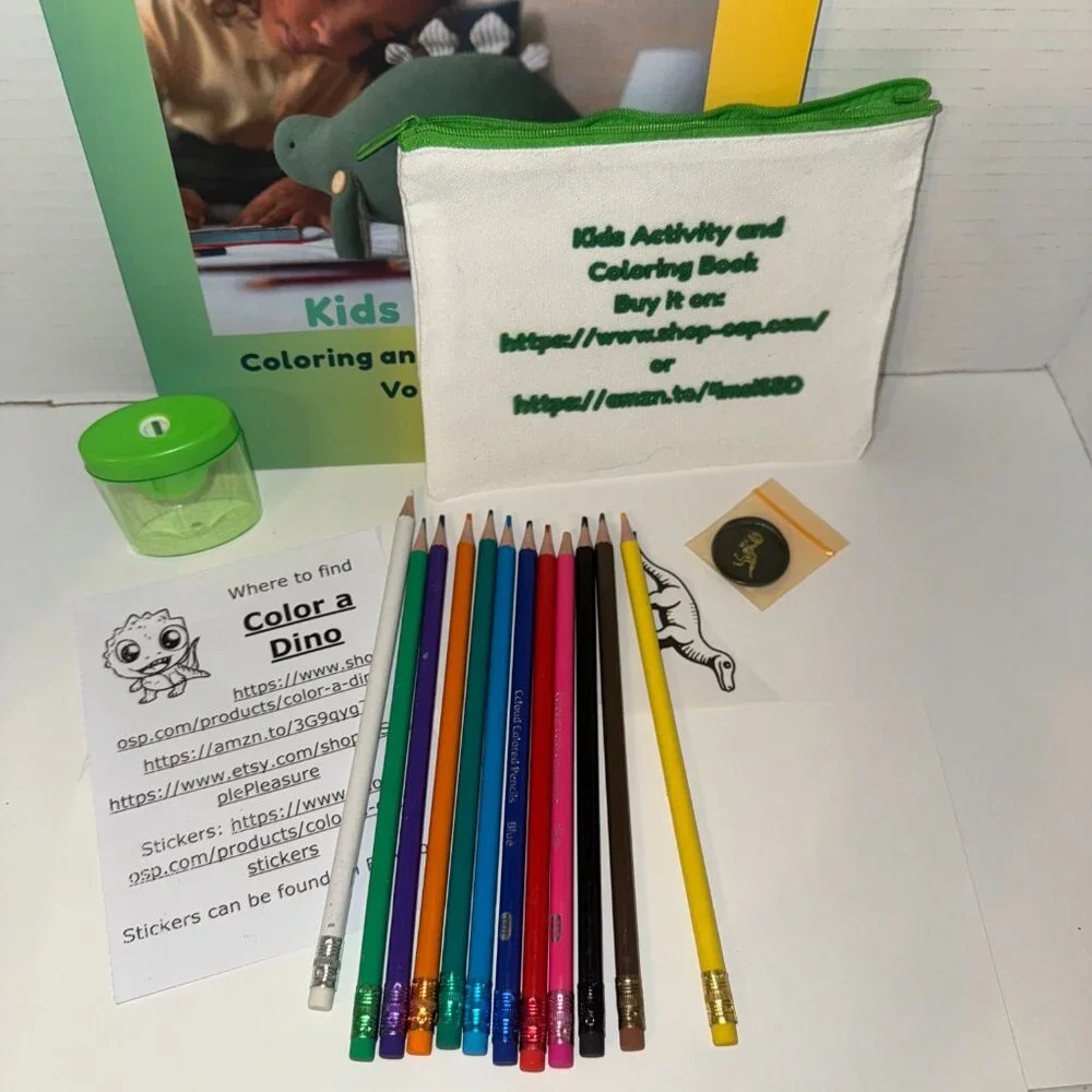 Green Color a Dino Zippered Pencil Pouch